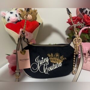 Juicy couture exclusive velour shoulder bag with key charm NWT